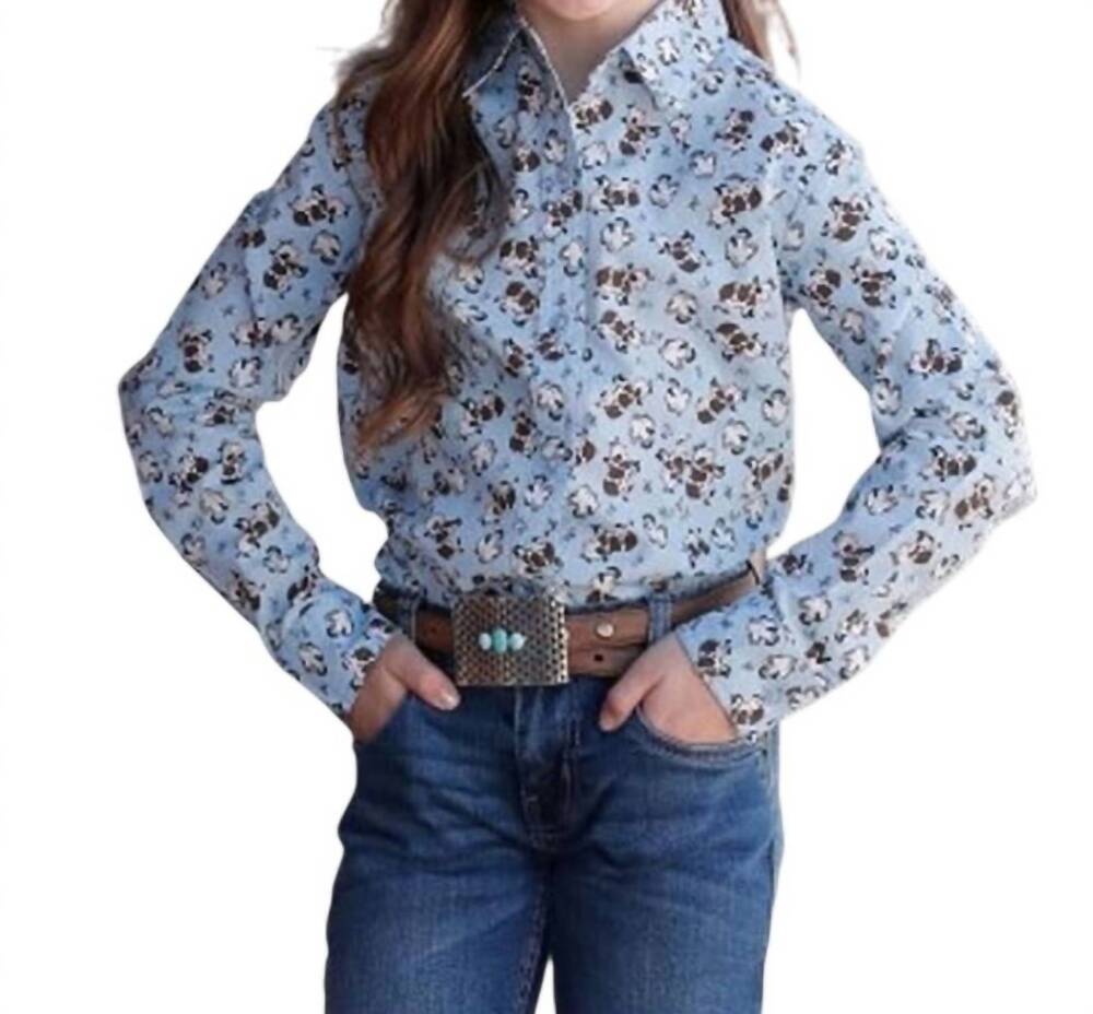 NEW CINCH girls cruel long sleeve shirt in blue